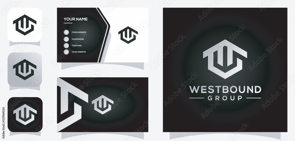 Vector graphic of letter wg home and contruction logo design with business card Vector graphic of letter wg home and contruction logo design with business card