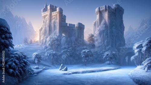 Tablou canvas Ancient stone winter castle