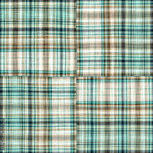 Teal rustic coastal beach house check fabric tile. Seamless sailor flannel textile gingham repeat swatch.