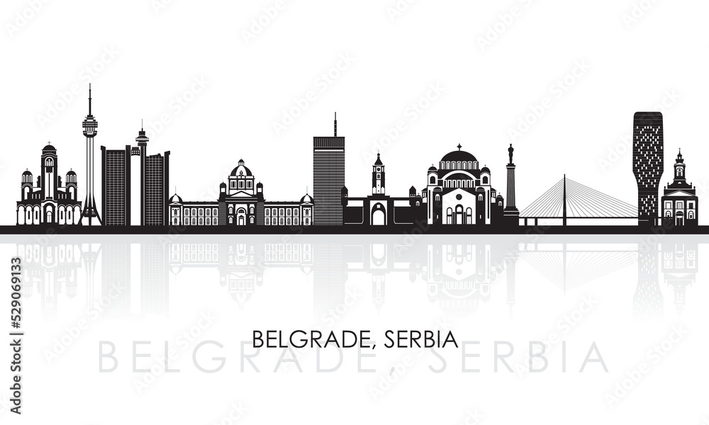 Silhouette Skyline panorama of City of Belgrade, Serbia - vector illustration