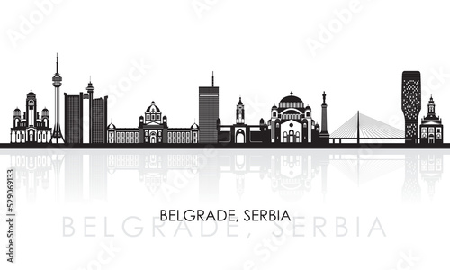 Silhouette Skyline panorama of City of Belgrade, Serbia - vector illustration photo