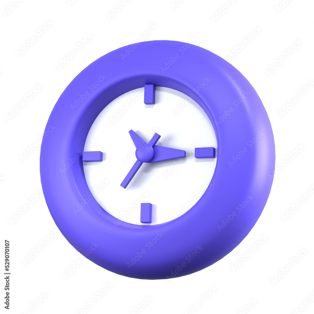 Fototapeta premium 3d render blue wall clock minimalist icon