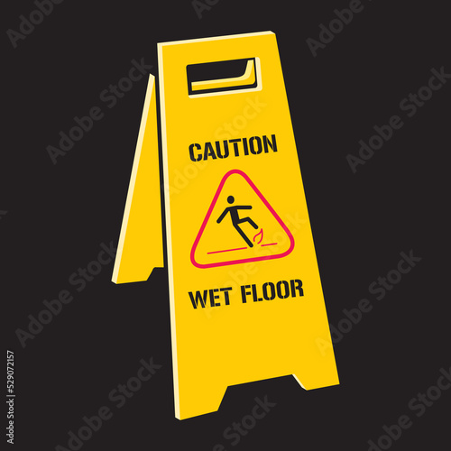 Danger Sign, wet floor,  'Caution Cleaning in Progress