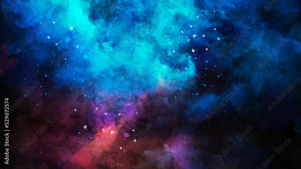 Space with stars, watercolor art universe