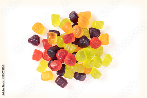 Colorful jelly candies on white background