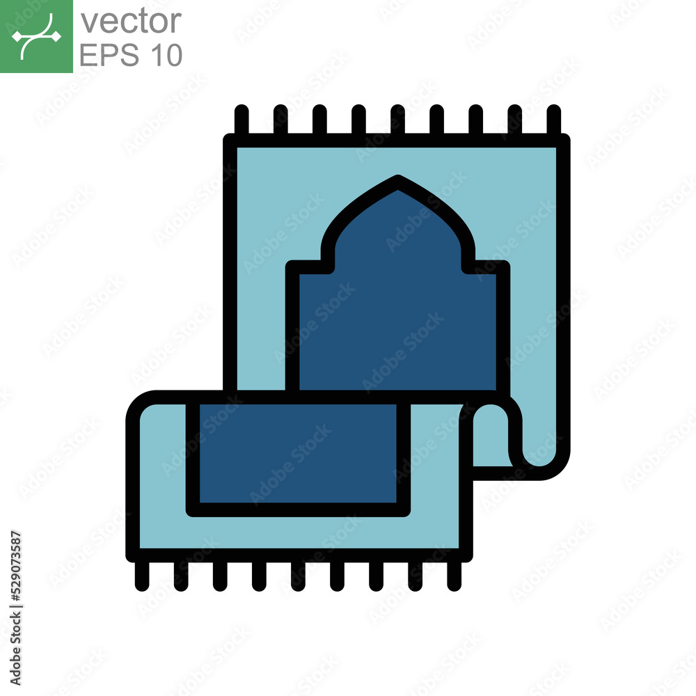 Ramadan icon filled outline Eid, fasting, islam, mosque mat muslim prayer rug, ramadan icon. Traditional Islamic, Arabic carpet for namaz praying Vector illustration design on white background EPS 10 Ramadan icon filled outline Eid, fasting, islam, mosque mat muslim prayer rug, ramadan icon. Traditional Islamic, Arabic carpet for namaz praying Vector illustration design on white background EPS 10