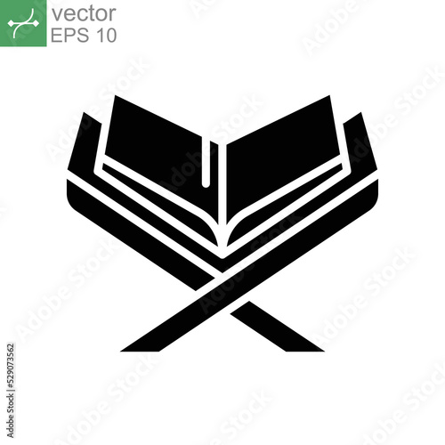 Glyph Ramadan icon copy Eid, fasting, islam, reading, the holy quran icon. Islamic al quran Muslim and Ramadan Theme. Book religion Logo Vector illustration design on white background EPS 10