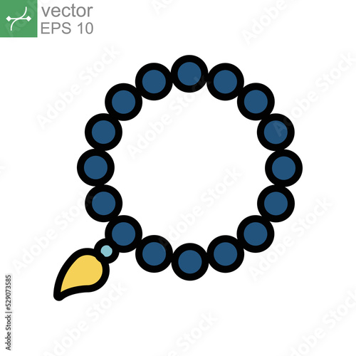 Ramadan icon filled outline Bead, eid, fasting, islam, muslim, pray, ramadan icon. Rosary religious accessories Tasbeeh, Tasbih zikir dua, islamic beads Prayer ropes Vector illustration design EPS 10