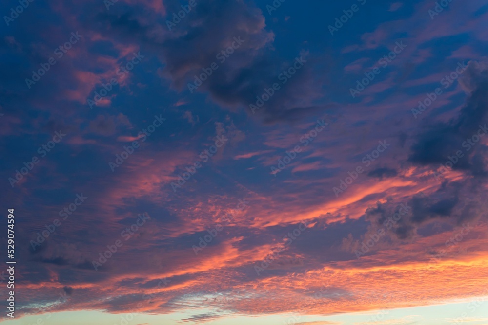 Clouds at sunset, evening red, Lower Saxony, Germany, Europe