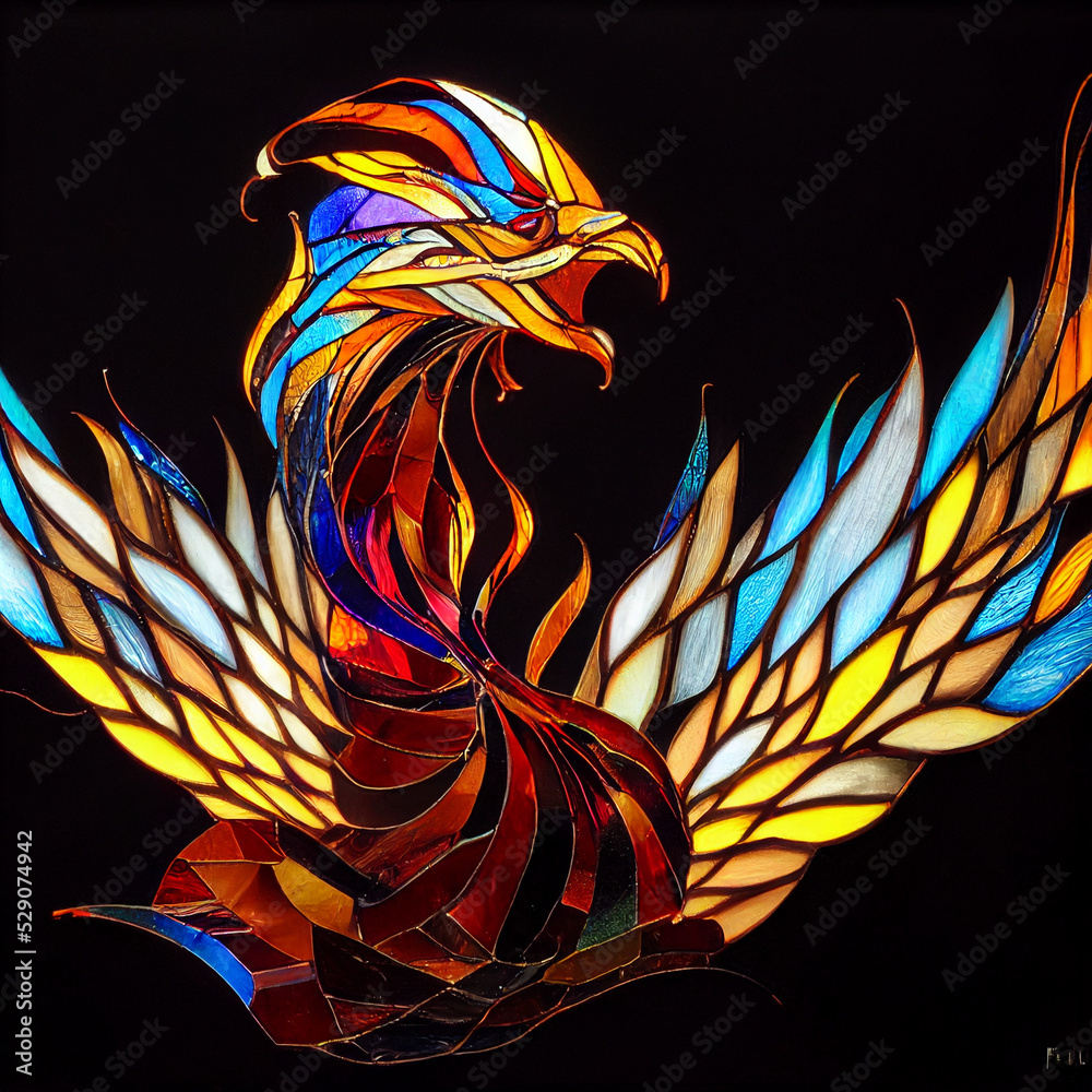 Phoenix Stained Glass Hawk Eagle Falcon Stock Photo | Adobe Stock