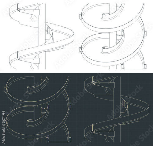 Vertical conveyor isometric blueprints