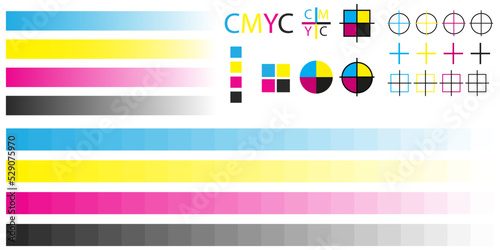 cmyk palette on halftone. Vector illustration. stock image.