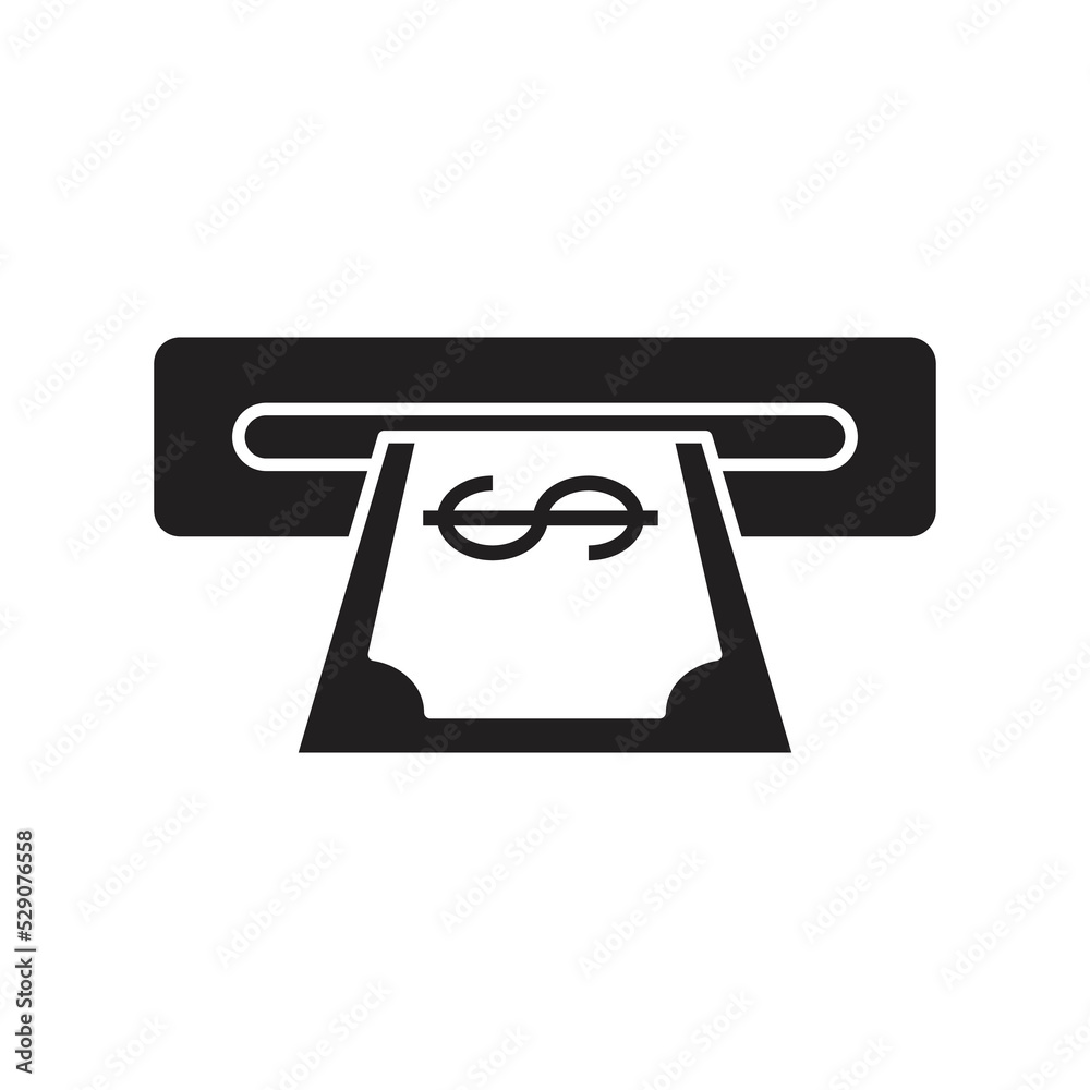 Cash withdrawal icon design. Withdrawal of money symbol. isolated on white background. vector illustration