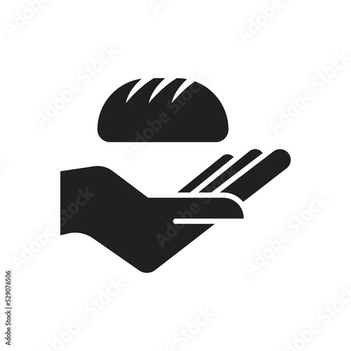 Food donation icon. Hand holding food for donations. isolated on white background. vector illustration