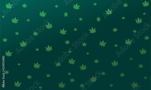 Cannabis marijuana ganja weed kush sativa leaf background with green color pattern design
