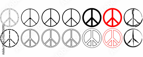 peace signs set isolated on white background