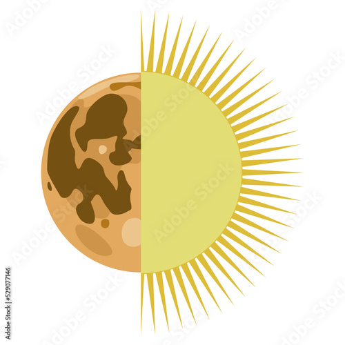 Half sun half moon. Creative concept. Isolated vector illustration.