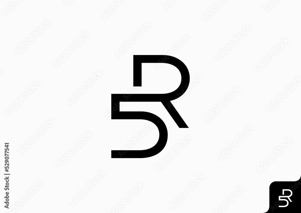 Letter R5 logo design flat icon Letter R5 logo design flat icon
