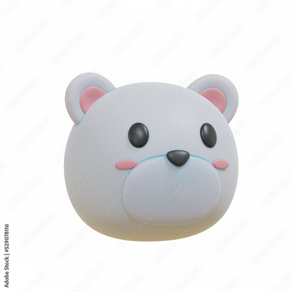 3d render cute polar bear face minimalist icon 3d render cute polar bear face minimalist icon