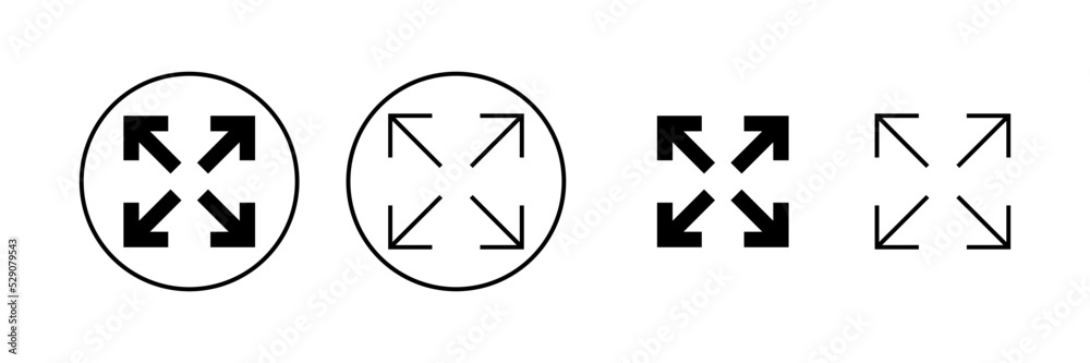 Fullscreen Icon vector. Expand to full screen sign and symbol. Arrows symbol Fullscreen Icon vector. Expand to full screen sign and symbol. Arrows symbol