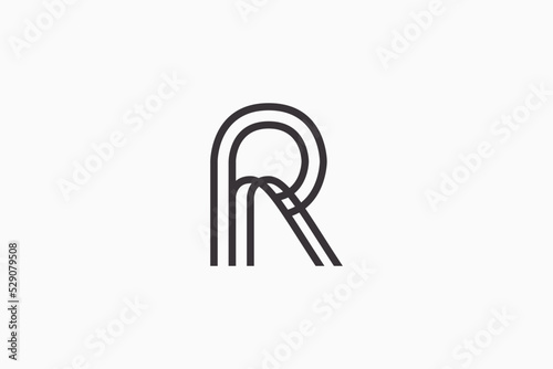 Illustration vector graphic of letter R line art. Good for logo