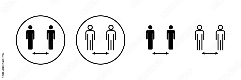 Social distance icon vector. social distancing sign and symbol. self quarantine sign Social distance icon vector. social distancing sign and symbol. self quarantine sign
