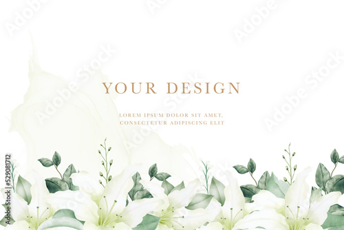 Beautiful Background Floral Lily watercolor 