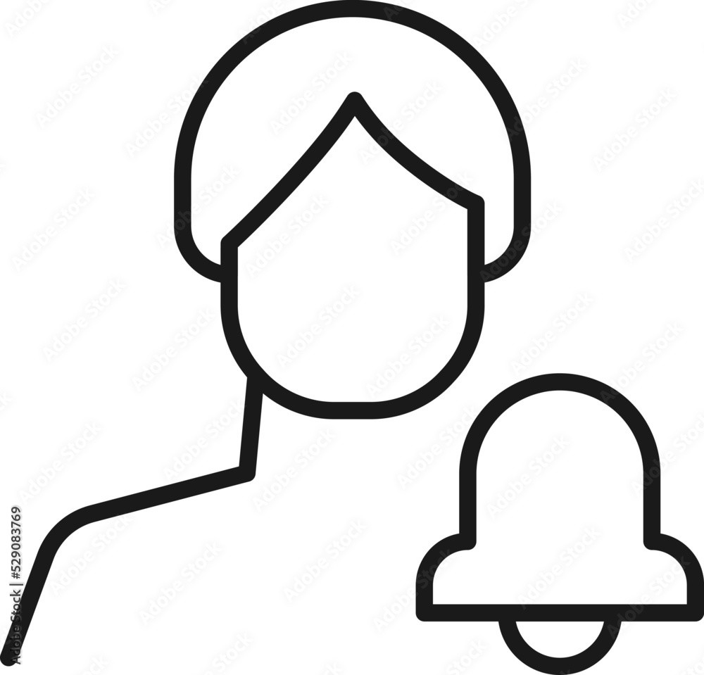 Hobby, business, profession of man. Modern vector outline symbol in flat style with black thin line. Monochrome icon of bell by anonymous male Hobby, business, profession of man. Modern vector outline symbol in flat style with black thin line. Monochrome icon of bell by anonymous male