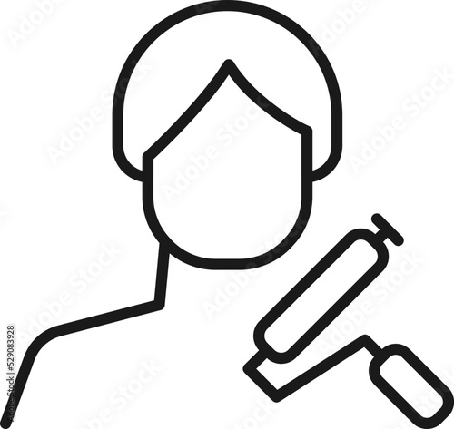 Hobby, business, profession of man. Modern vector outline symbol in flat style with black thin line. Monochrome icon of pain troller by anonymous male