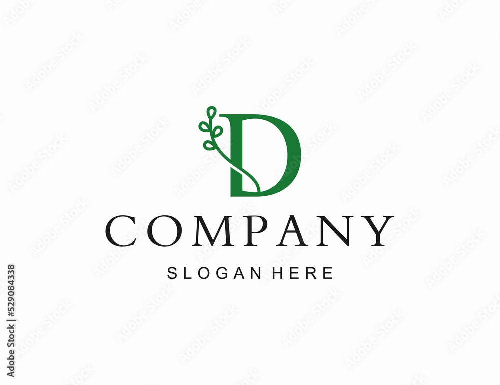 Initial letter D botanical logo design Initial letter D botanical logo design