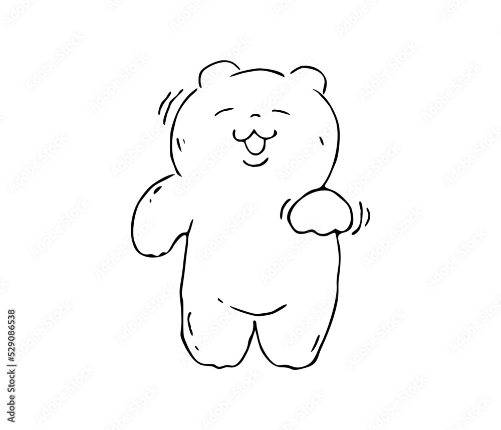 Naklejka premium Hand drawn isolated Teddy bear. Doodle vector illustration
