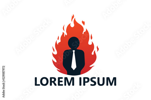 Worker on fire logo template design vector