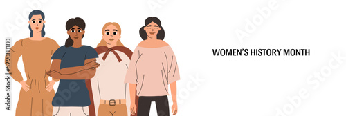Banner for Women's History Month. Vector illustration in hand drawn style
