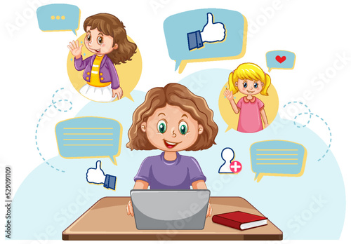 A girl using smartphone for online learning
