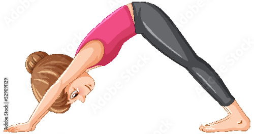 A girl doing yoga cartoon character