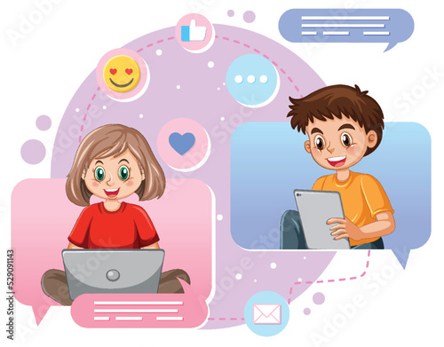 Browsing social media vector concept