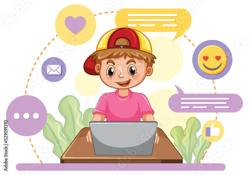 A boy browsing social media