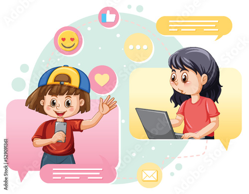 A girl browsing social media