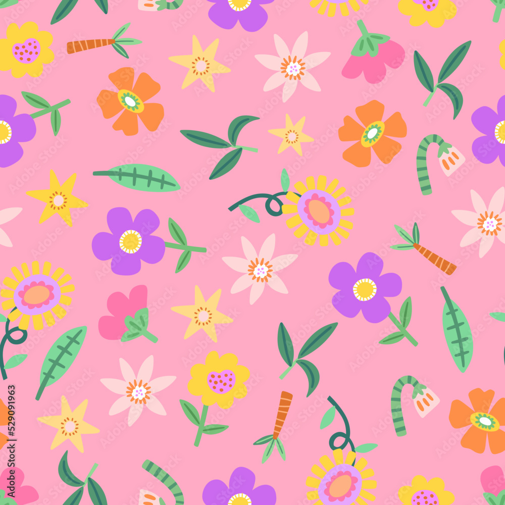 playful floral seamless pattern