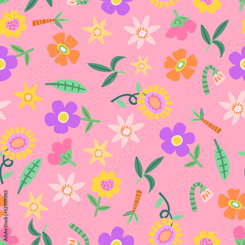 playful floral seamless pattern