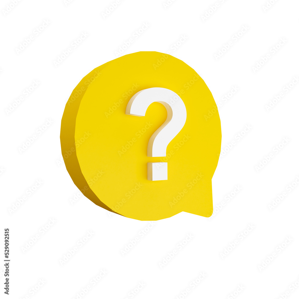 Png yellow bubble chat with a question symbol. 3d render illustration Png yellow bubble chat with a question symbol. 3d render illustration