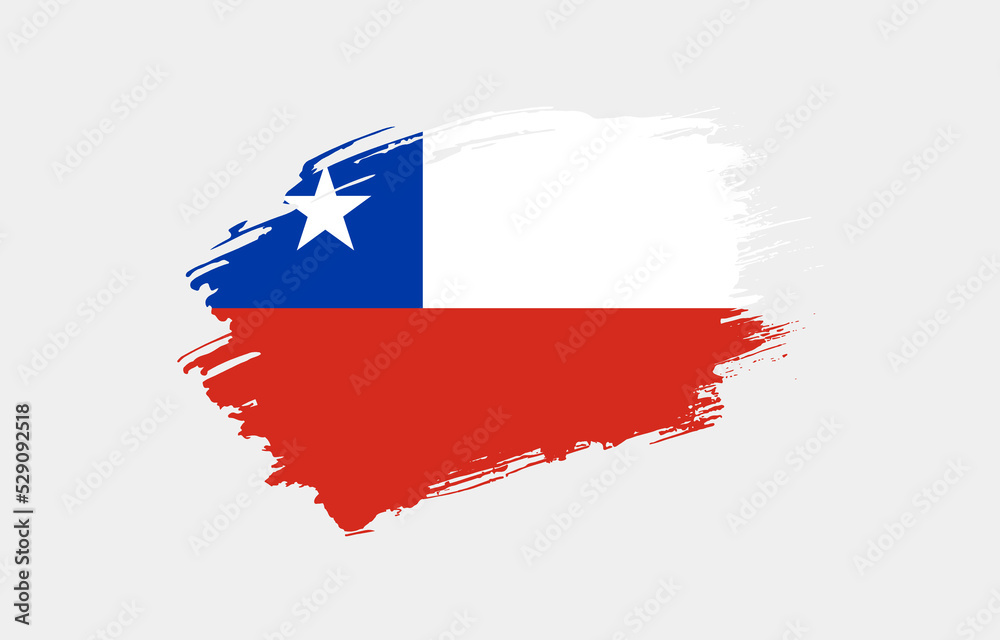 Creative hand drawn grunge brushed flag of Chile with solid background