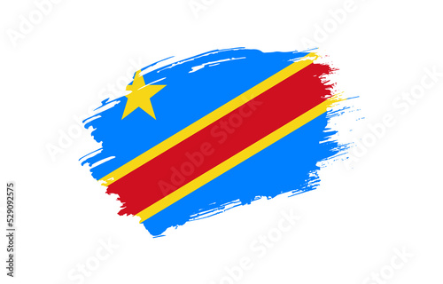Creative hand drawn grunge brushed flag of Democratic Republic of the Congo with solid background