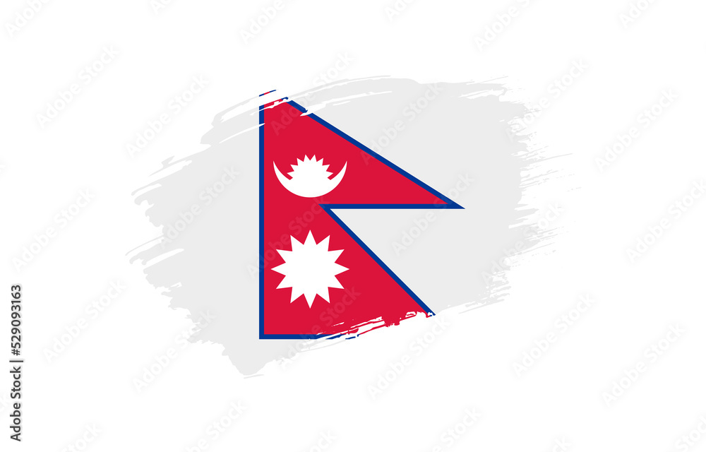 Obraz premium Creative hand drawn grunge brushed flag of Nepal with solid background
