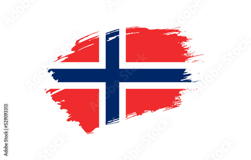 Creative hand drawn grunge brushed flag of Norway with solid background