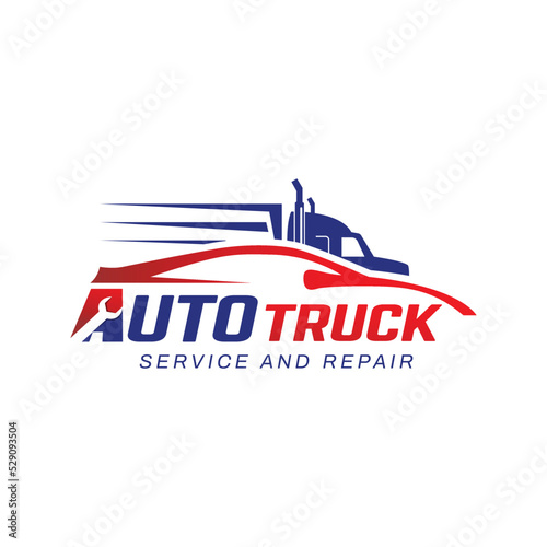 Automotive Care Truck and Repair Logo Design Template