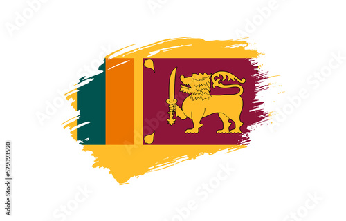 Creative hand drawn grunge brushed flag of Sri Lanka with solid background