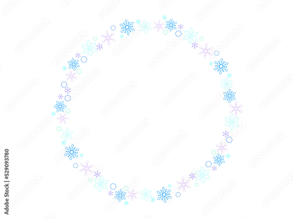 雪の結晶を寄せ集めたフレームイラスト 雪の結晶を寄せ集めたフレームイラスト
