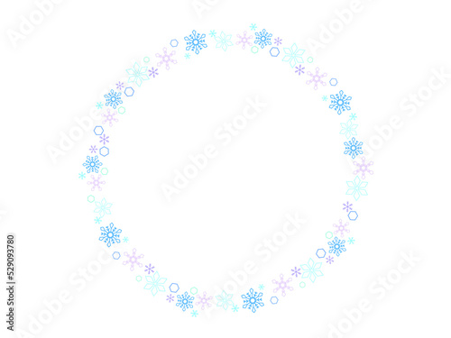 雪の結晶を寄せ集めたフレームイラスト