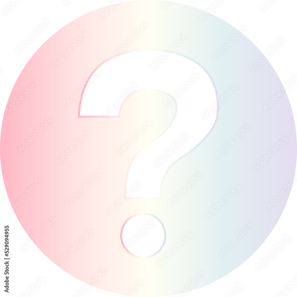 The background circle question mark is pastel, sorted from dark pink, pale pink, light yellow, light green, and ends at light purple. The background circle question mark is pastel, sorted from dark pink, pale pink, light yellow, light green, and ends at light purple.